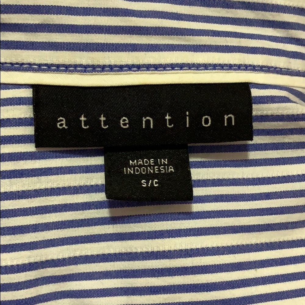 attention blue pinstripe button down blouse - Picture 7 of 9